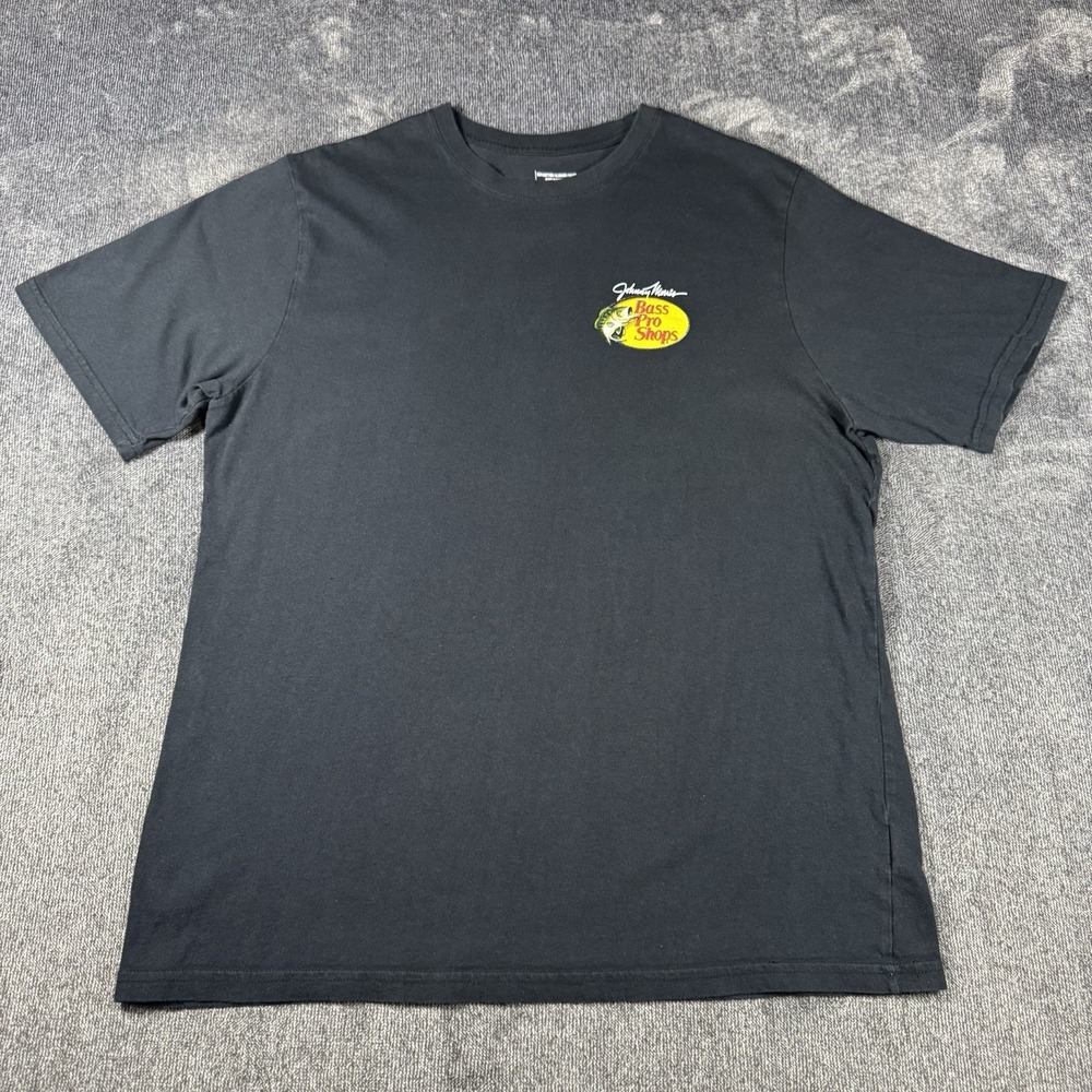 Johnny Morris Bass Pro Shop Men's Size Large Black Short Sleeve T Shirt EUC